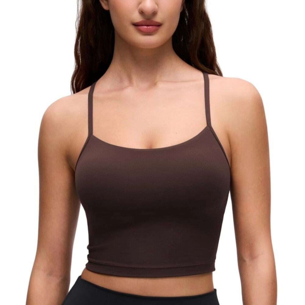CRZ YOGA Women Hot Fudge Brown Butterluxe Y Back Crop Tank Top Size M NWT